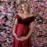 Mqtime Silk Sexy Maternity Photo Shoot Dresses Long Baby Showers Party Evening Pregnancy Maxi Gown Photography Props for Pregnant Women