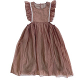 Mqtime kids girls brown tulle jumper dress children 6 to 16 years teen girl fashion spring summer ruffle midi sleeveless dresses