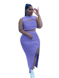 Mqtime Women Clothing Casual 2 Pieces Set Plus Size Sexy Outfits Tank Crop Top and Bodycon 5xl Dress Sets Wholesale Bulk Dropshipping