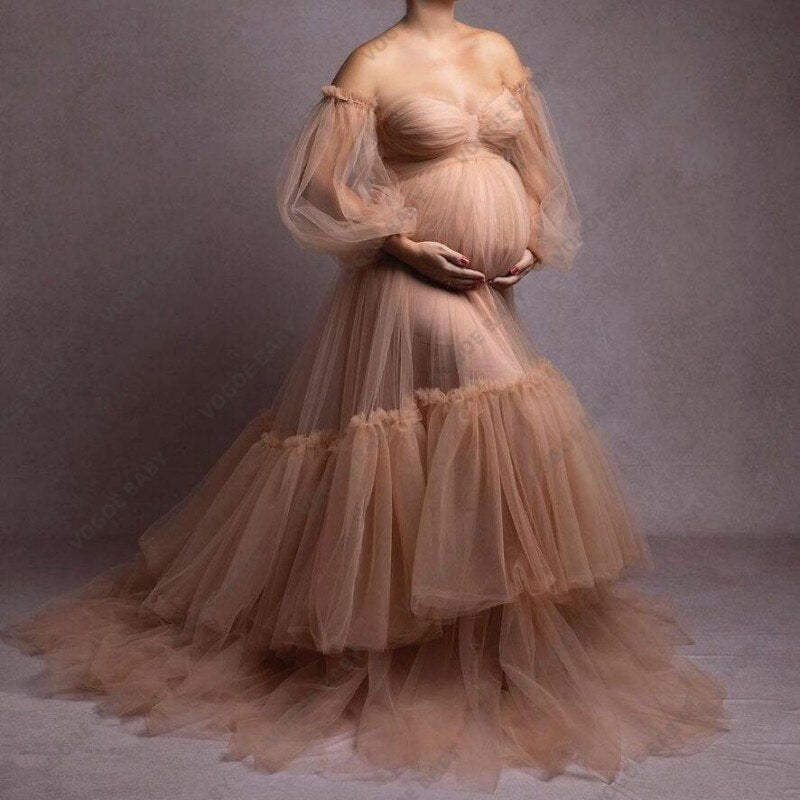 Fabulous A-line Lace Maternity Dress With Sleeves