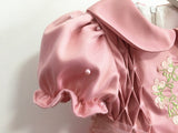 Mqtime 0-8Y Baby Girls Summer Pink Smocked Pearl Dress for Birthday Christmas Eid