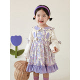 Mqtime Girls' Purple Rabbit Series Suit Spring Shirt Children's Fresh Coat Top Baby Skirt Shorts