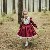 0-12Y Baby Girl Autumn Winter Green Red Navy Blue Burgundy Vintage Princess for Christmas Eid Holiday Photography