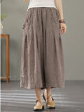 Mqtime  Summer Loose Retro Buckle Casual Thin Cotton and Linen Seven-point Wide-leg Pants Women Oversize Clothes Stacked Pants