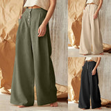 Mqtime High Waist Wide Leg Pants for Women Boyfriends Cargo Straight Solid Korean Style Women's Streetwear Single Breasted Trousers