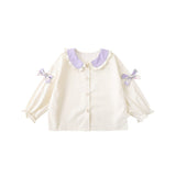 Mqtime Girls' Purple Rabbit Series Suit Spring Shirt Children's Fresh Coat Top Baby Skirt Shorts