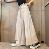 Mqtime Girls Ice Silk Casual Pants 2023 Summer Thin Loose Fashion Wide Leg Pants for Kids Fashion Pit Elastic Waist Children Trousers