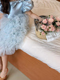 Mqtime  Puff Sleeve Teenager Party Dress Princess 1st Birthday Cake Dress For Girls Children Vestidos For Baptism Christening Ball Gown
