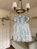 Mqtime  Puff Sleeve Teenager Party Dress Princess 1st Birthday Cake Dress For Girls Children Vestidos For Baptism Christening Ball Gown