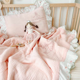 Baby Girl Quilt Blanket Pink Cotton Muslin Summer Quilt for Girls Children Comforter Infant Cot Quilt Baby Sleeping Cover