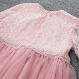 Mqtime Girls Dress New Girl Lace Princess Skirt Children's Long-sleeved Fluffy Mesh Skirt