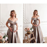 Sexy Maternity Photography Dress Long Baby Showers Party Dress Maternity Evening Dress Pregnancy Silk Maxi Gown Photography Prop