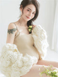 Mqtime Women Photography Props Maternity Knitting Tank Bodysuit Cardigans 2pcs Pregnancy Elegant Studio Photoshoots Clothes