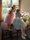 Mqtime  Puff Sleeve Teenager Party Dress Princess 1st Birthday Cake Dress For Girls Children Vestidos For Baptism Christening Ball Gown