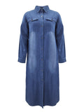 Tavimart Women Denim Dress Summer New Dress for Women  Shirt Collar Long Dresses Streetwear Single Breasted Robe Oversize Clothing