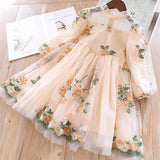 Mqtime Girl Dress Spring New Fashion Casual Lace Chiffon Flower Kid Children Clothing Princess 2-7 Years High Quality