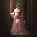 Mqtime Maternity Dresses For Baby Showers Sexy Long Tulle Pregnant Women Photography Shoot Party Wedding Pregnancy Maxi Gown Photo Prop
