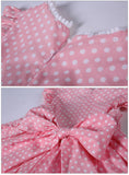 Mqtime New Kids Princess Dresses for Baby Girls Summer Cotton Pink Polka Dot Dresses Clothese Size 2345681012Years & Hairband
