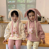 Mqtime Kids Sweatshirt New Winter Baby Warm Long Sleeve Cartoon Hooded Sweatshirts Fleece Toddler Girls Clothes Casual Pullover Tops