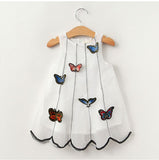 Mqtime New Summer Girls Dress Stereoscopic Butterfly Baby Sundress Voile Kids Embroidery Children Cute ,2-7Y