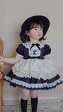 0-12Y Baby Summer Black Vintage Victoria Princess Dress for Birthday Holiday Casual Eid