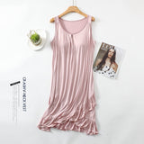 Mqtime Summer L-3XL Sleepdress Women Modal Nightgown Sleeveless Dressing Gown Casual Nightdress Lady Homewear Sexy Lingerie