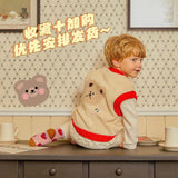 Mqtime Children's Vest  Autumn New Bear Knitted Vest Cute Boy Vest Thickened Double-Sided Children's Jacket Children's Clothing