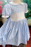 Summer Baby Girls Smocked Dresses Childen Vintage Plaid Pink Blue Embroidery Frocks Smocking Handmade Dress Size 1 2 3 4 5 Years