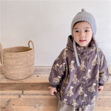 Mqtime Autumn Winter New Child Plus Fleece Thicken Hooded Cartoon Rabbit Print Cotton Coats Girl Boy Baby Long Sleece Long Jacket