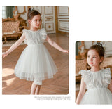 Girls Summer Dress Lace Ruffles Baby Kids Princess Birthday Wedding White Tutu Dresses Children Clothes sleeveless Vestido Outfi