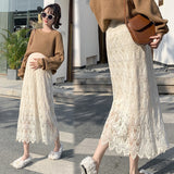 2022 Spring Autumn Chic Lace Maternity Skirts High Waist Adjustable Belly Clothes for Pregnant Women Korean Pregnancy
