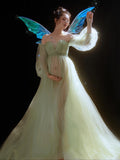 Mqtime Photography Props Forest Green Fairy Maternity Dresses for Photo Shoot Pregnancy Dress Pregnant Elegant Studio Prop