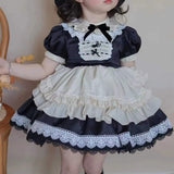0-12Y Baby Summer Black Vintage Victoria Princess Dress for Birthday Holiday Casual Eid