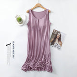 Mqtime Summer L-3XL Sleepdress Women Modal Nightgown Sleeveless Dressing Gown Casual Nightdress Lady Homewear Sexy Lingerie