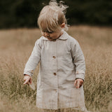 Autumn New Girls Cotton And Linen Trench Coat Retro Children's Casual Long-Sleeve Thin Turn-Down Collar Linen Jackets TZ153