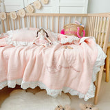 Baby Girl Quilt Blanket Pink Cotton Muslin Summer Quilt for Girls Children Comforter Infant Cot Quilt Baby Sleeping Cover