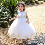 Mqtime Summer Toddler Clothes For Girls Embroidered Sleeveless Princess Baby First Birthday Party Formal Children Vestido Dress 1-5 Age