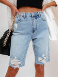 Mqtime Women Summer Denim Shorts Ripped Tassel Wide Leg Shorts Jeans Boyfriend Casual Pantalones Cortos De Mujer Shorts Feminino Jeans