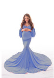 Mermaid Maternity Dresses for Photo Shoot Pregnant Women Pregnancy Dress Photography Sexy Off Shoulder Maxi Maternity Gown