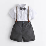 Mqtime Summer New Baby Boys Clothes Gentleman White Shirt + Shorts Suits For Children Kid Birthday Evening Costume Set For Boy 1-5 Year