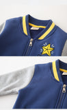 Mqtime Kids Fleece Jacket Cotton Thicken Star Letters Embroidery Baseball Uniform Boys Girls Spring Zipper Color Matching Fall Coats