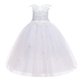 Embroidery Flower Children's Party Dress For Wedding Sleeveless Elegant Long Baby Girl Birthday Feast Clothes 4 to 14 Years