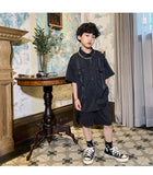 Mqtime  Children's Summer Suits 2022 New Korean Version of Children's Striped Shirts Short-sleeved Shorts Two-piece Set