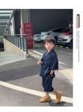 Mqtime 2023 Korea Teenagers Boy Kid Ribbed Loose Clothes Set Shirt+Shorts 2PCS Summer Child Clothing Set Casual Short Sleeve Baby Sets