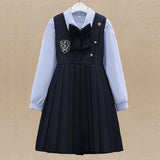 Mqtime Autumn School Uniform Girls Sets for Kids Suits Clothes Tops & Dress Outfits Teenagers Student Children Costumes 6 8 10 12 Years