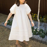 Mqtime Toddler Girls Dresses Solid White Loose Casual Summer Dress Children's Clothing Dresses For Girl Vestido Kid Clothes Girl robe