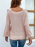 Mqtime Cold Shoulder Autumn Halter Women Lantern Sleeve Sexy Pull Female Beige Winter Casual Knitted Sweater New Dropshipping