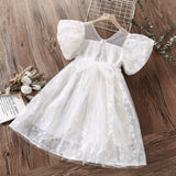 Mqtime Baby Kids Flower Tutu Dresses for Girls Princess Dresses Short Sleeve Prom Outfits Summer Children Costumes 2 4 5 6 7 8 10 Years