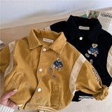 Mqtime Fashion Baby Girl Boy Corduroy Jacket Casual Cartoon Embroidery Infant Toddler Child Coat Fall Spring Kid Outwear Baby Clothes