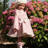 1-12Y Baby Girl Autumn Winter Handmand Customized Palace England Spanish Pink Princess Wool Coat for Christmas Casual